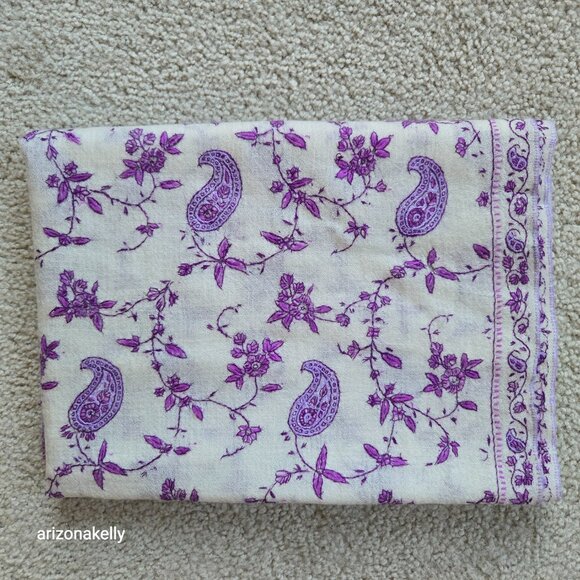 Accessories - NWOT Cashmere Lightweight Scarf with Purple Embroidery